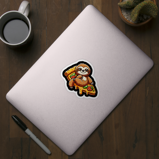 Cute Sloth with a Slice of Pizza by logiamerch
